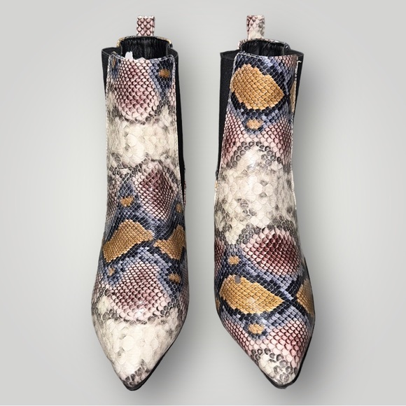 SHEIN Colorful Snakeskin Pull on Heeled Ankle Boots with Pointy Toe Size… - Picture 4 of 11